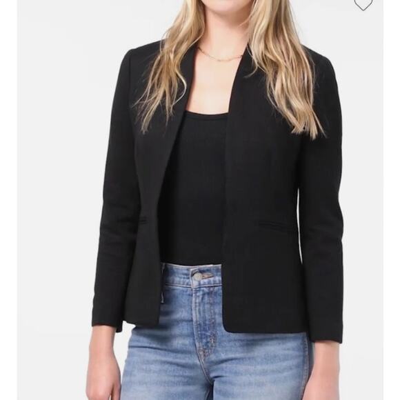 J Crew Blazer Womens 8 365 Going Out Stretch Twill Black Minimalist Casual Work - Picture 1 of 11